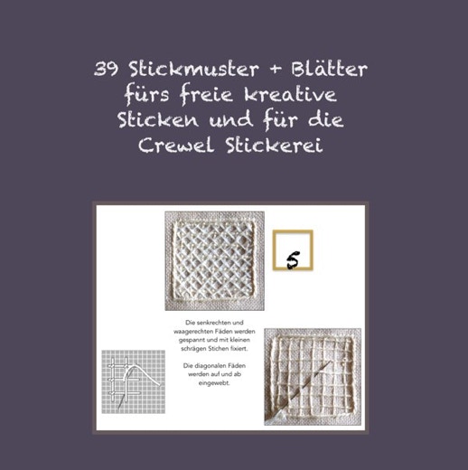 Rückseite vonb Buch: Crewel Stickerei Mustertuch 