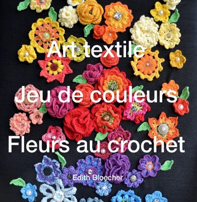 livre Art textile - jeu de couleurs - fleurs au crochet