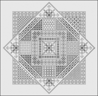 Blackwork Stickerei Mustertuch, Beispiel