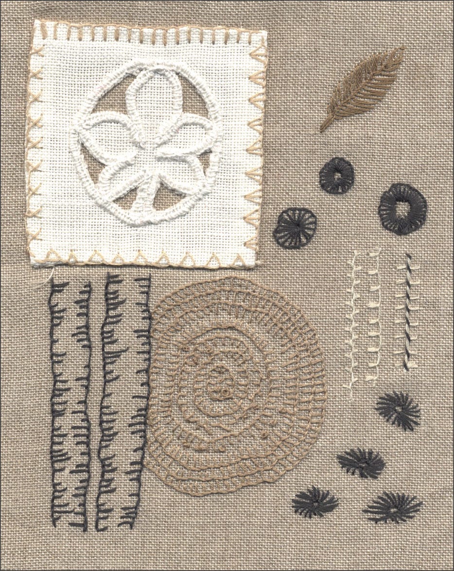 Buchseite Festonstiche